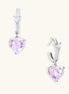 Elegant drop earrings featuring pink heart-shaped zirconia stones with clear accent gems in gold-plated settings