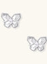 Delicate gold-plated butterfly stud earrings with zirconia crystals outlining wings and marquise center stones
