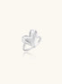 18K gold plated brass ring with intricate feather design forming a heart shape on white background.
