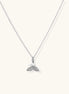 Delicate 14K gold-plated whale tail pendant necklace with sparkling crystal details on fine chain against white background.
