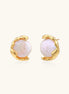 Gold vermeil studs with lustrous pink freshwater pearls in organic crescent settings