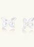 Pair of translucent butterfly-shaped stud earrings with frosted finish and dimensional wing details on white background