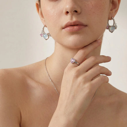 Heart Charm Hoops
